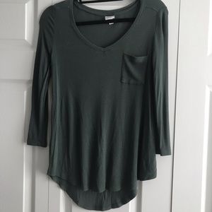 Casual army green long sleeve tee